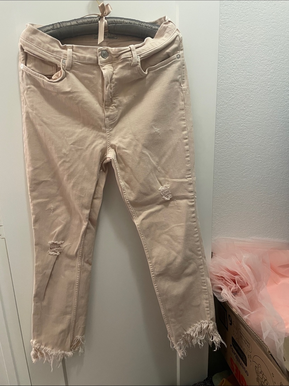 Free People Washed Blush Distressed Jeans